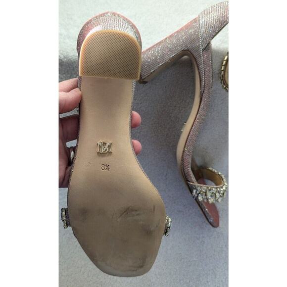 BADGLEY MISCHKA Womens Gold Crystal Straps Harriet Sandals Shoes 8.5 M - Picture 8 of 10